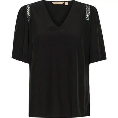 Blouse met korte mouwen Relaxed fit Blac