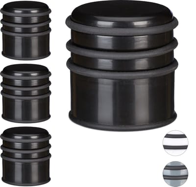 4x deurstop - deurstopper - rubberen ring - deurbuffer zwaar -kunststof zwart