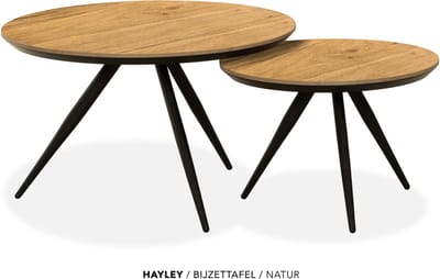 Maxfurn - Set van 2 ronde salontafels met verjongde rand | kleur: Natur