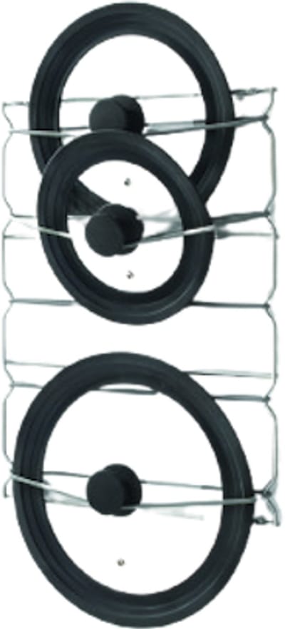 Metaltex - Pannendekselhouder - Ophangbare Dekselhouder voor 5 Deksels - 33 x 2 x 45 cm - Elastische Beugels