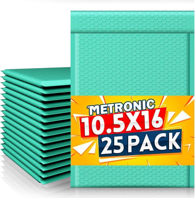 25 Stuks Gewatteerde Verzendzakken Teal 26,7x40,6 cm - Sterke Bubble Enveloppen voor Verzending
