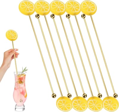 Roerstaafjes metaal - Drankmixers cocktail - Dranken mengen - Stevig roestvrij staal - 10 stuks - Goud