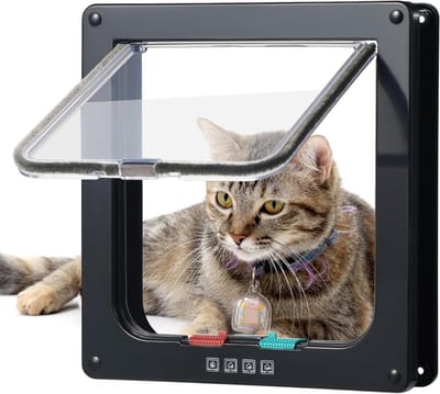 Core® Kattenluik - Kattenluiken voor Grote & Kleine katten – Klapdeur Met Tunnel - Zwart - 24cm x 6cm x 25cm