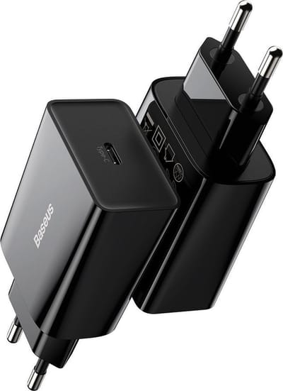 Baseus Speed Mini Oplader USB C zwart - 20W - compact design - snellader - PD Power Delivery 3.0