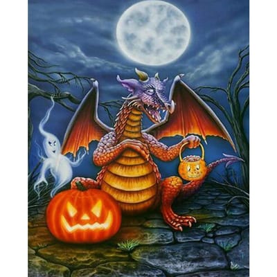Diamant borduurwerk kruissteek draak foto's van steentjes 5D DIY diamant schilderij volledige boor hars Halloween cadeau 20X30CM