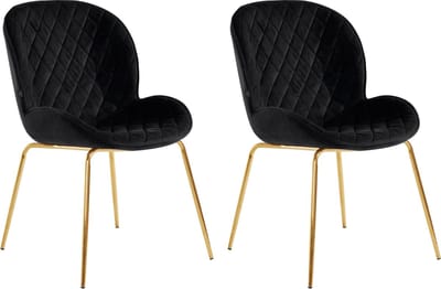 Mia-Eetkamerstoel - Set van 2 - Zwart Fluweel