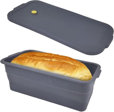 Inklapbare broodbakvorm met deksel van hittebestendig siliconen, antiaanbaklaag, perfect voor vers gebakken brood en toast (32 × 14,5 × 11,5 cm)