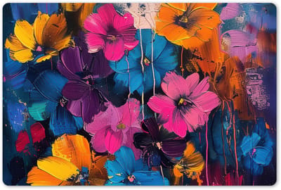 Placemats 45x30 cm - Placemat kunststof - 1 stuk - Bloemen - Kleurrijk - Abstract - Modern - Borden onderleggers - Decoratie voor op tafel - Keuken tafeldecoratie accessoires - Vinyl onderlegger - Tafelversiering