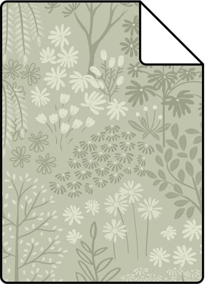Proefstaal ESTAhome behang bomen en bloemen groen - 26.5 x 21 cm - 131646-S