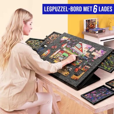 Allernieuwste.nl® Legpuzzel Bord met 6 Lades – Puzzel Organizer & Puzzeltafel – Donkergrijs