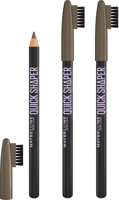 Maybelline New York Quick Shaper Wenkbrauwpotlood - Met penseelpunt en borstel - Blijft tot 17 uur zitten - Medium Brown -3x