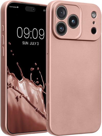 kwmobile metallic telefoonhoesje van TPU - geschikt voor Apple iPhone 18 Pro Max / iPhone 17 Pro Max - Flexible case voor smartphone - In metallic roségoud