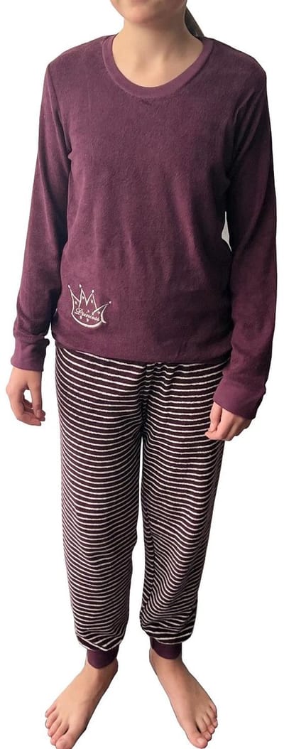 Meisjes pyjama in badstof met lange mouwen in gestreepte optiek