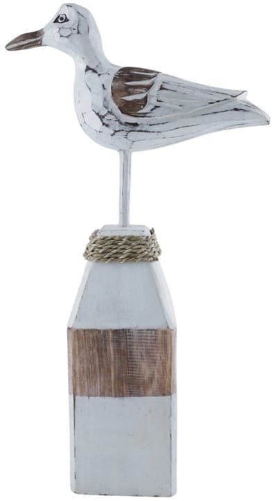 Houten meeuw Siem wit/natural 40x20 cm