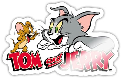 Tom En Jerry Vang Me Maar Sticker maat S (10 x 10 cm)