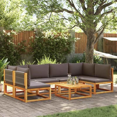 vidaXL - 7-delige - tuinbankset - met - kussens - acaciahout - & - touw
