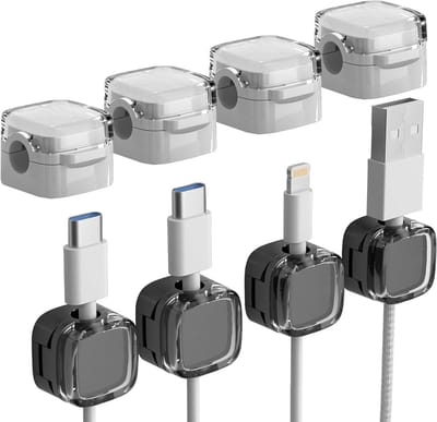 8 Stuks Kabelclips Magnetische Kabelorganizer met Zelfklevend, Ideaal voor Thuis en Kantoor, Zwart en Wit