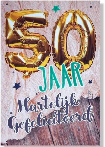 Hoera 50 jaar! Luxe verjaardagskaart Abraham - 12x17cm - Gevouwen Wenskaart inclusief envelop - Leeftijdkaart