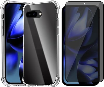 Hoesje geschikt voor Google Pixel 9a - Privacy Screenprotector Volledig Dekkend Glas - Shockproof Transparant