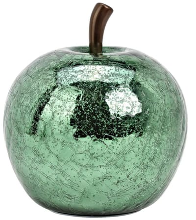 Appel met 30 LED's gemaakt van glas, metallic groen (B/H/D) 22x24x22cm met 6/18 timer op batterijen 3xAA niet inbegrepen