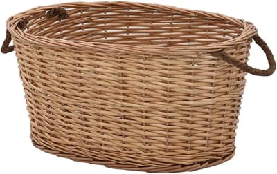 Brandhout Mand - Houtblok Drager - Haardhout Opslag - Natuurlijke Wilg - 58x42x29 cm - Bruin