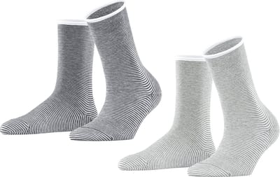 Esprit Allover Stripe 2-Pack gedessineerd katoen multipack sokken dames grijs - maat 35-38