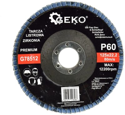 GEKO Zirconia schuurdisc - 125 mm - korrel 60 - zelfslijpend - hittebestendig - 10 stuks