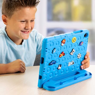 imoshion Tablet Hoes Kinderen- Geschikt voor Samsung Galaxy Tab A9 Plus / Galaxy Tab A11 Plus - Kidsproof Kinder Hoes met dolls - Blauw