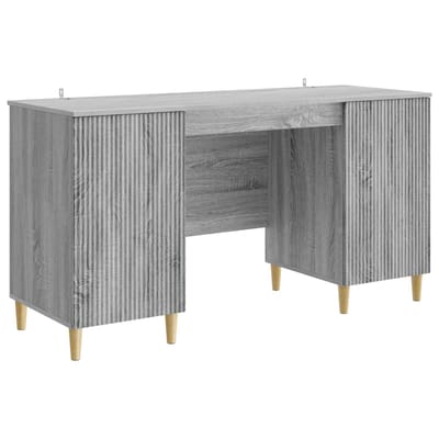 vidaXL - Bureau - met - plank - Grijs - sonoma - 142,5 - x - 50 - x - 75 - cm - Bewerkt - hout