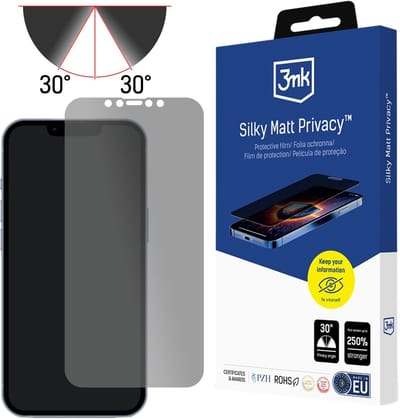 Privacyfolie voor Apple iPhone 16E - 3mk Silky Matt Privacy