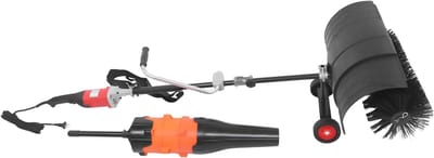 Elektrische Veegmachine - Motorbezem Sneeuwveger - Buitenruimte Reinigen - 2-in-1 Functie - 180 cm Lengte - Zwart Rood Oranje