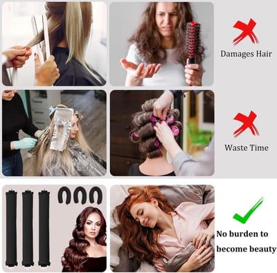 3-delige Set van Heatless Curlers voor Nachtelijk Gebruik, Zachte Krulset zonder Hitte, Ideaal voor Slapen en Gezonde Krullen