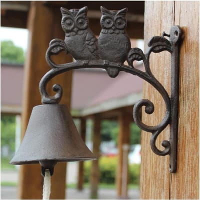 Gietijzeren Deurbel - Decoratieve Wandbel - Tuin en Huis - Handmatig Schudden - Muurdecoratie - Zwart