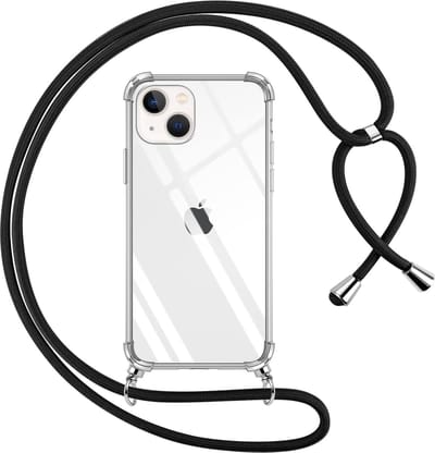 Transparant hoesje met koord - Anti-shock stootrand / Siliconen / Back Cover geschikt voor Apple iPhone 13 Mini