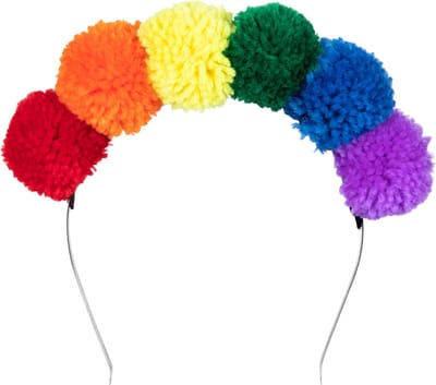 Boland - Diadeem Pompon regenboog Multi - Één maat - Volwassenen - Unisex - Pride