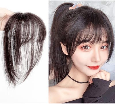 Dailygoody - Modieuze Clip-in Pony - Franse Pony-pruik - Lichtgewicht en ademend - Donkerbruin - Synthetisch haar - Geschikt voor Dames - 25 cm