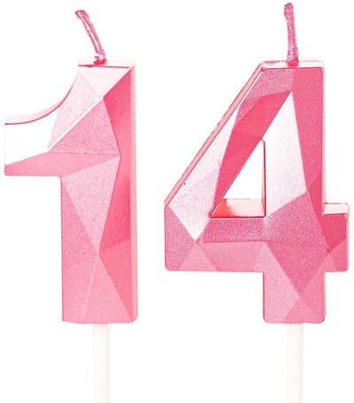 Dailygoods - 14e verjaardag kaarsen, roze nummer 14 gelukkige verjaardag kaarsen, jongen meisje taart topper decoraties voor 14 jaar oude verjaardag feest bruiloft verjaardag viering levering roze