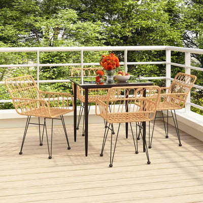 vidaXL - 5-delige - Tuinset - poly - rattan