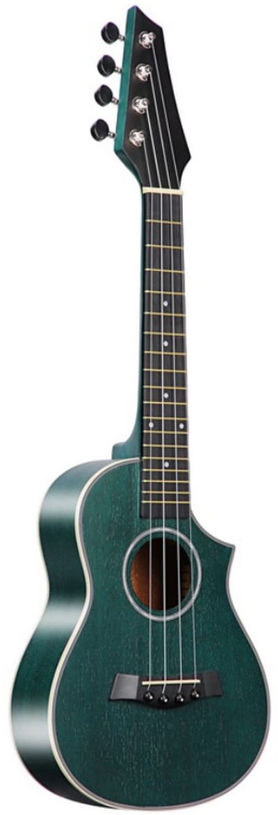 WK Vurenhout Concert Ukelele 23 inch -Groene ukelele met een stijlvolle matte zandstructuur- Gemaakt van exclusief design-Inclusief accessoires- Professionele studie-met tas-Ukelele Gitaar