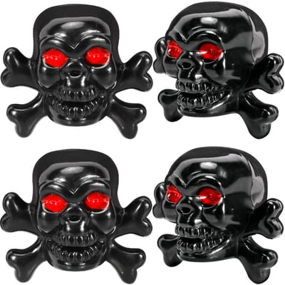 Ventieldopjes voor banden, doodshoofd-styling auto-bandventielsteel universele bandenstofbescherming met roestvrije koperen kern bandwielbescherming met afdichtring voor auto's, SUV, motor