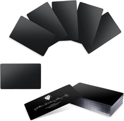 Set van 100 Lege Visitekaartjes van Aluminium voor Zakelijke Gelegenheden, Verjaardagen en Feestdagen, Zwart en Duurzaam