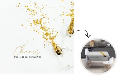 Kerst Tafelkleed - Kerstmis Decoratie - Tafellaken - Winter - Kerst - Goud - 180x180 cm - Kerstmis Versiering