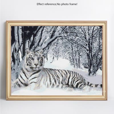 5D DIY diamant schilderij dier tijger volledige ronde borduurwerk verkoop strass foto 20X30 gray