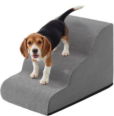 Feandrea - Hondentrap - Hondentrapje voor Honden - Met 3 Treden - Antislip - Afneembare Wasbare Hoes