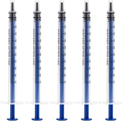 Dailygoods- Kunststof Spuiten 1 ml - Spuitjes zonder naald - 12 stuks - Voor wetenschappelijke experimenten - Meting van vloeistoffen - Diervoeding