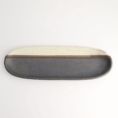 Tokyo Design Studio - Mino Craft Ovaal Bord - Zwart/Bruin - 34,5 x 10,8 x 2,5 cm