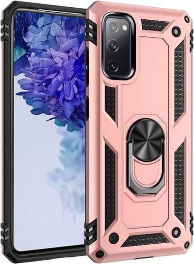Ring Armor hoesje Geschikt voor Samsung Galaxy S20 - Rosé Goud - Draaibare standaard - Magneet - ZT Accessoires