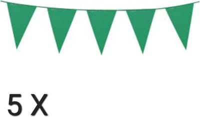 5 x vlaggenlijn - Groen - 10 meter, Verjaardag, Themafeest, Kerstmis,