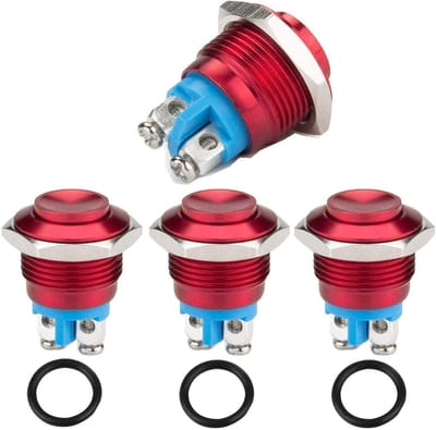 Dailygoody - 16mm Metaal Drukknop Schakelaar - Rood, Waterdicht, SPDT, Voor Auto en Elektronische Projecten