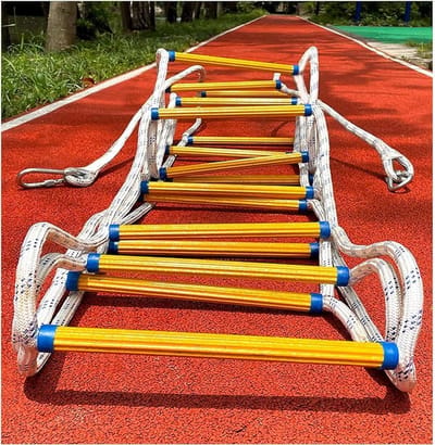 Klimtouwladder - Noodladder Evacuatie - Veilig Ontsnappen - Lichtgewicht Ontwerp - 408 kg Draagvermogen - Zwart